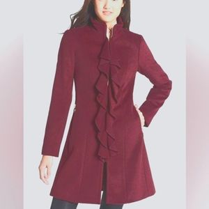 Tahari Burgundy Pea Coat